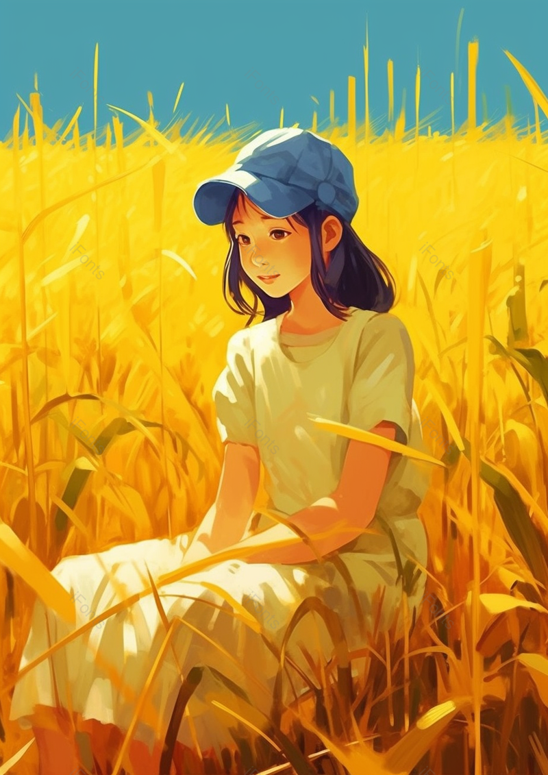 秋天可爱女孩人物插画风景,插画/手绘图,插画/手绘图库,插画/手绘图下载,插画/手绘
